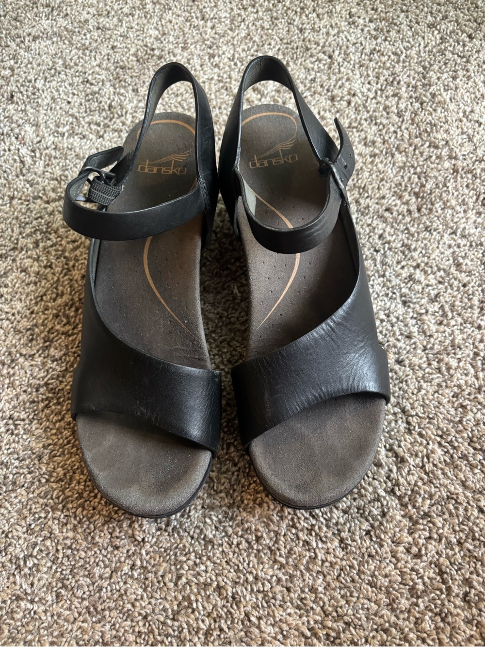 Dansko Black Leather Open-Toe Slingback Sandals